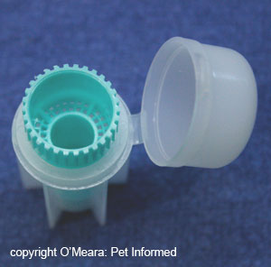 The Fecalyzer (also spelled Fecalyser) apparatus used to perform a fecal flotation test on animal stools.