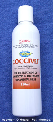 This is an image of Coccivet, used to treat coccidia in birds. The active ingredient is Amprolium.